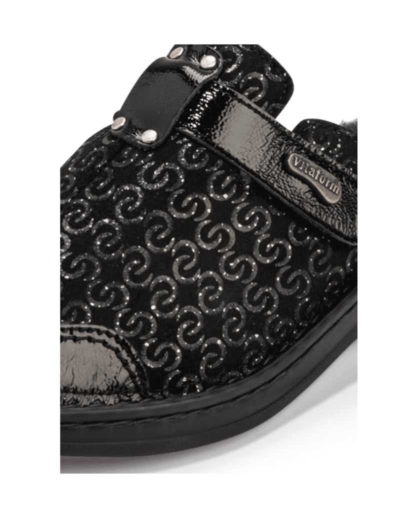 VITAFORM-Veloursleder-Clogs-schwarz
