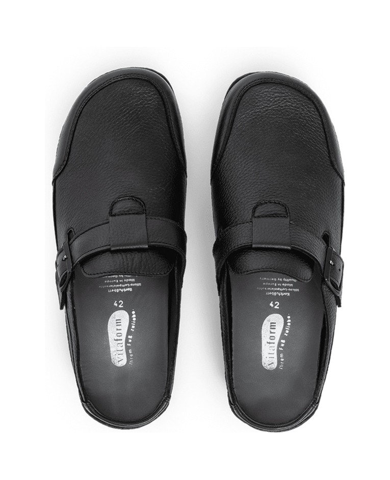 VITAFORM-Hirschleder-Clogs-schwarz