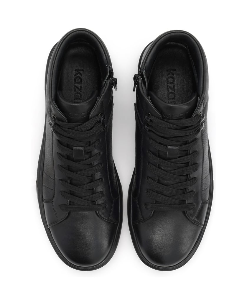 Kazar-Timeless-high-top-sneakers-in-black-leather-černá