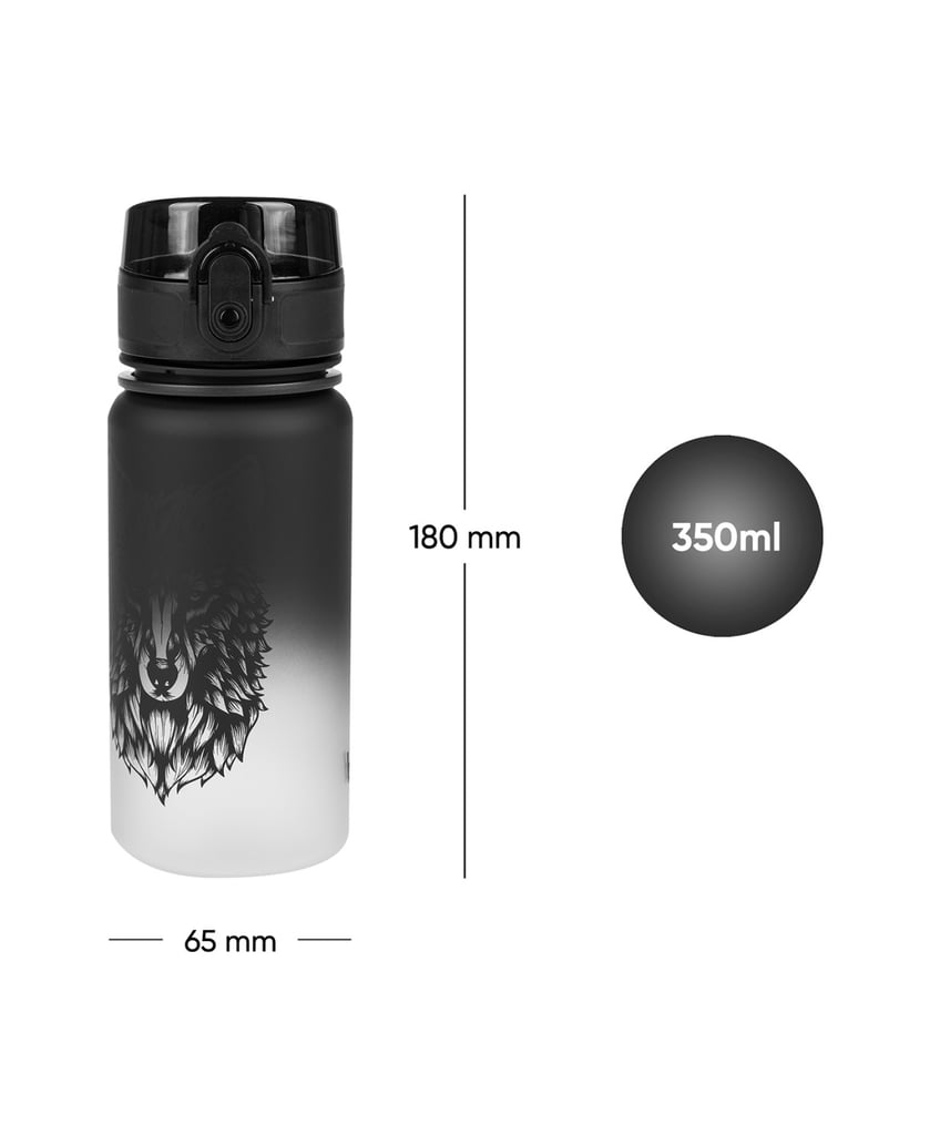 Baagl-Tritan-Trinkflasche-Wolf,-350-ml-schwarz