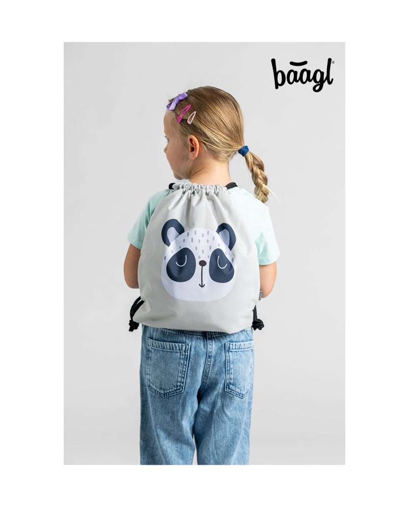 Baagl-Kindergartenbeutel-Panda-grau