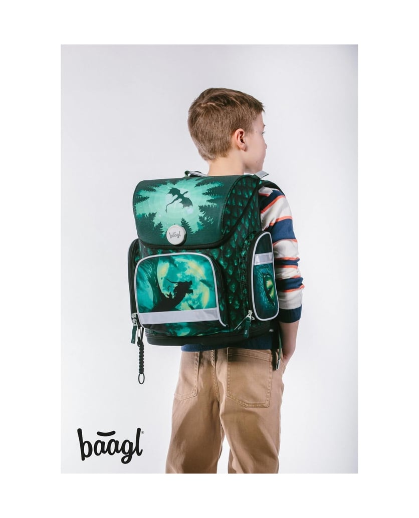 Baagl-Ergo-Drache-Schulranzen-Set-3tlg-grün