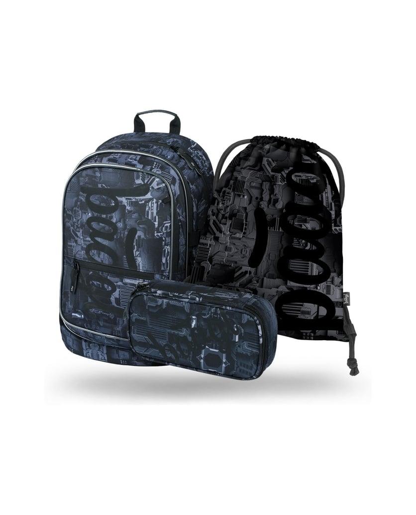 Baagl-Core-Technic-Rucksack-Set-3tlg-grau