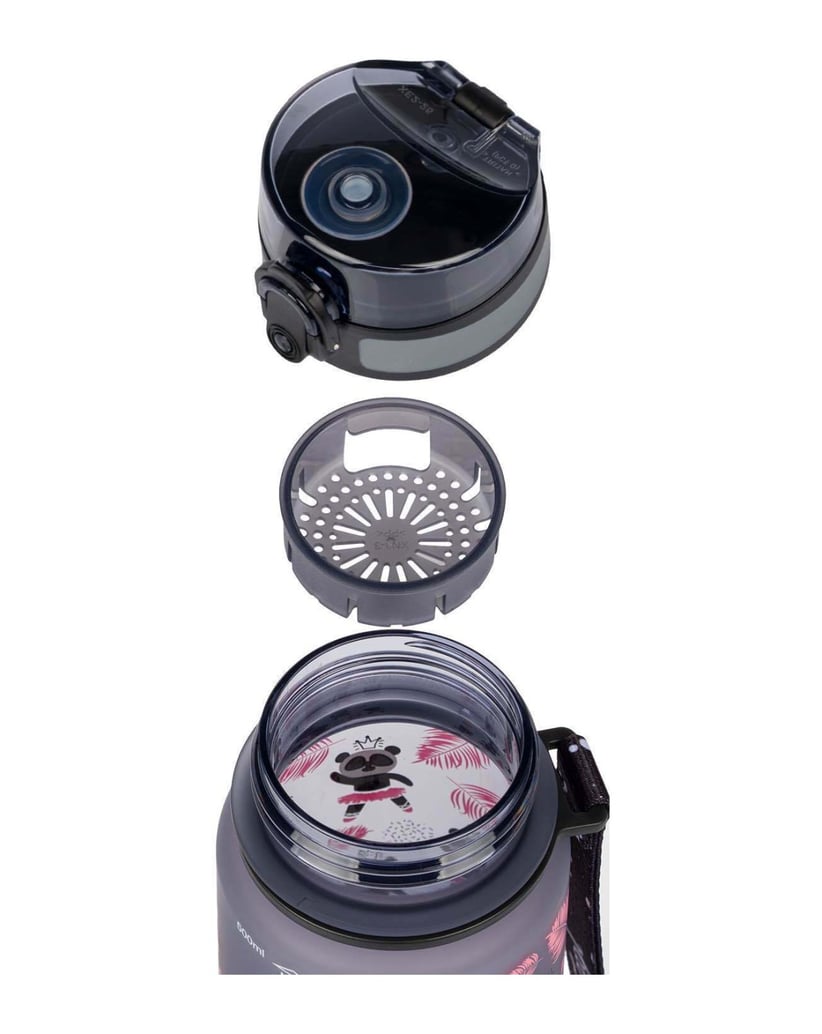 Baagl-Tritan-Trinkflasche-Panda,-500-ml-grau