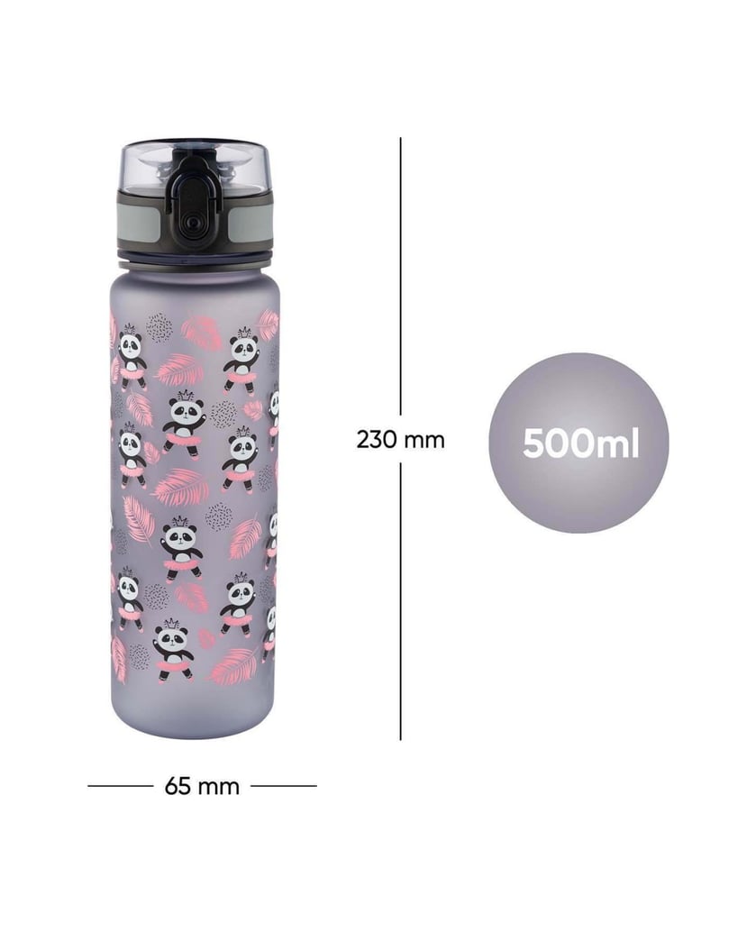 Baagl-Tritan-Trinkflasche-Panda,-500-ml-grau