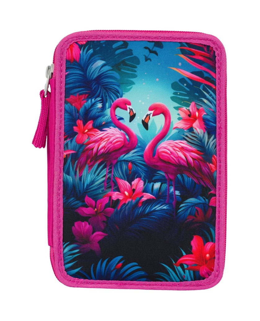 Baagl-Federmäppchen-3-Fach-Flamingos-rosa