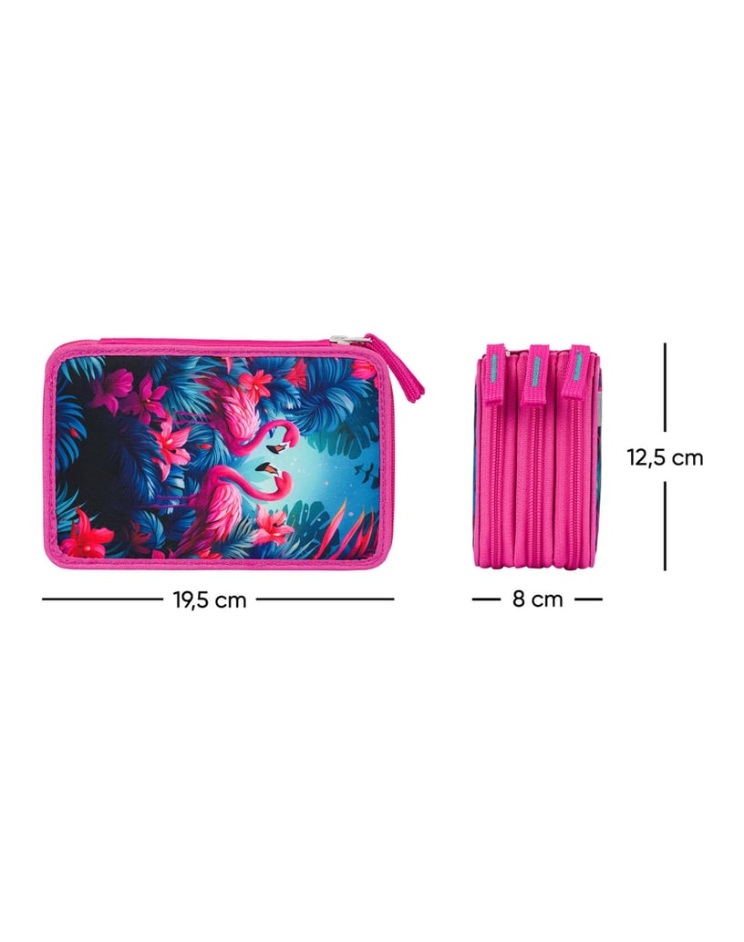 Baagl-Federmäppchen-3-Fach-Flamingos-rosa