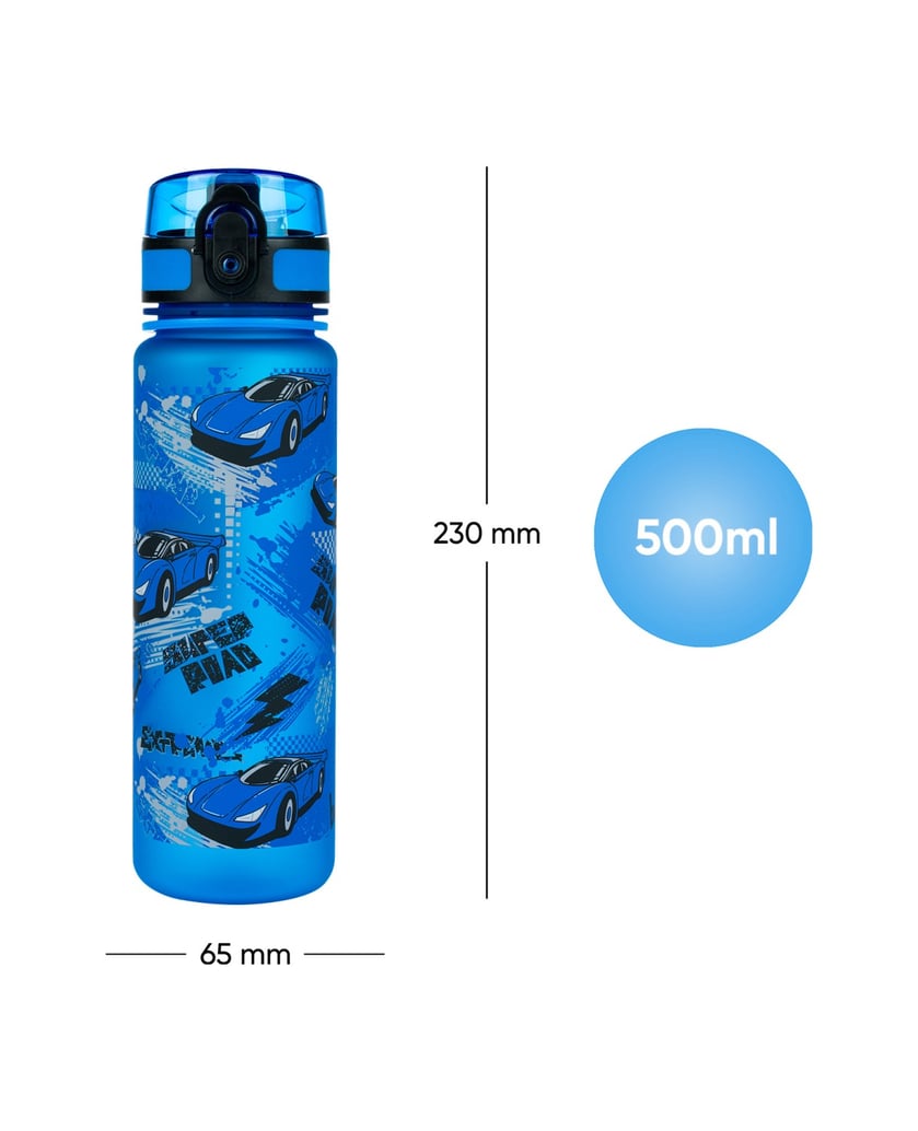 Baagl-Tritan-Trinkflasche-Autos,-500-ml-blau