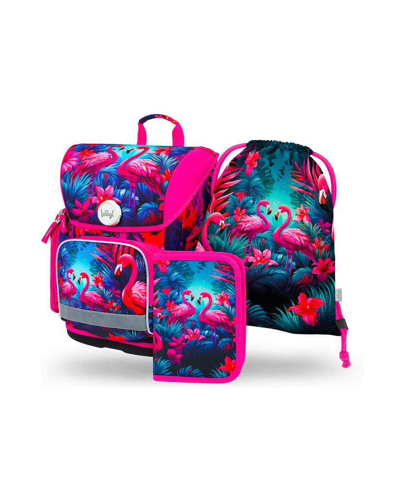 Baagl-Ergo-Flamingos-Schulranzen-Set-3tlg-rosa