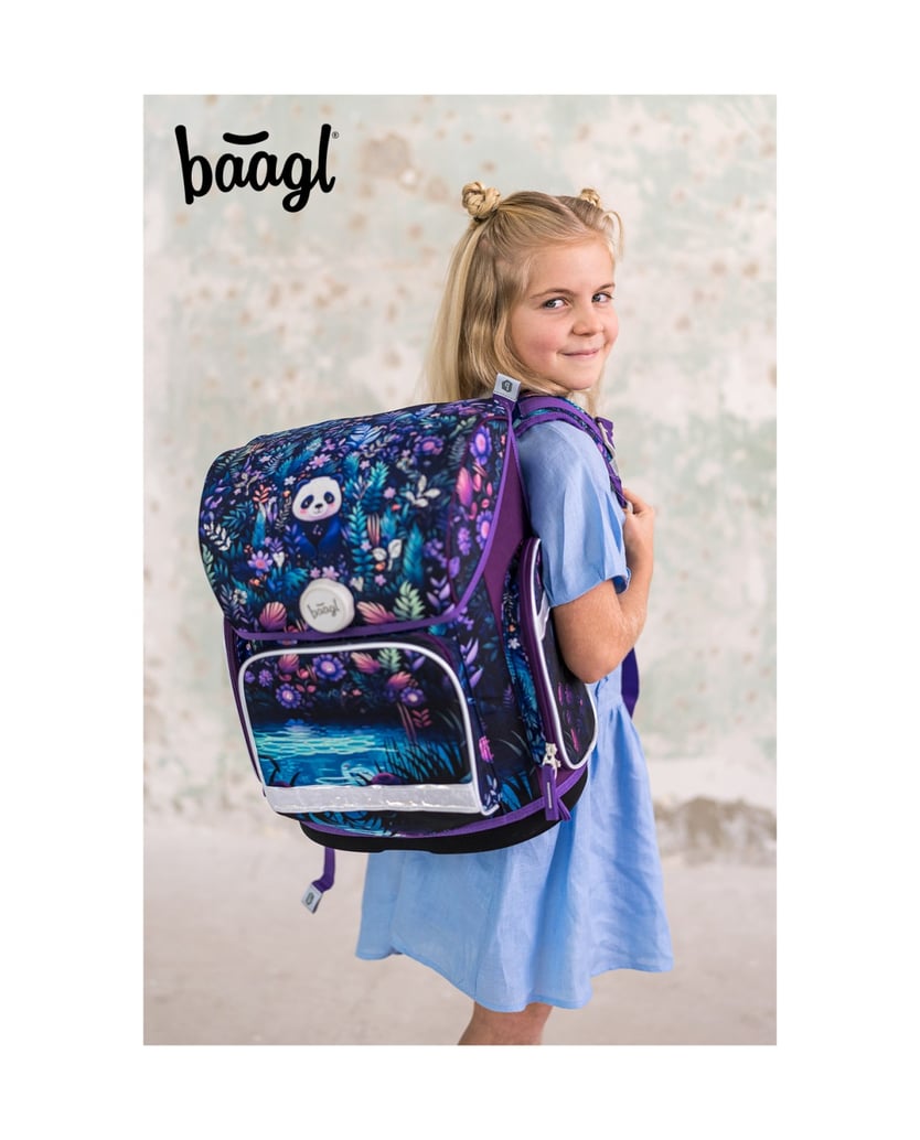 Baagl-Ergo-Jungle-Panda-Schulranzen-Set-3tlg-lila