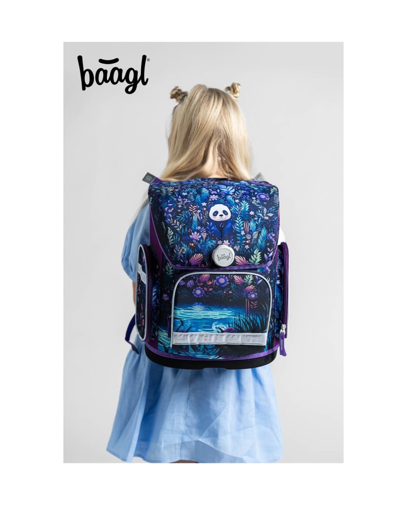 Baagl-Ergo-Jungle-Panda-Schulranzen-Set-3tlg-lila