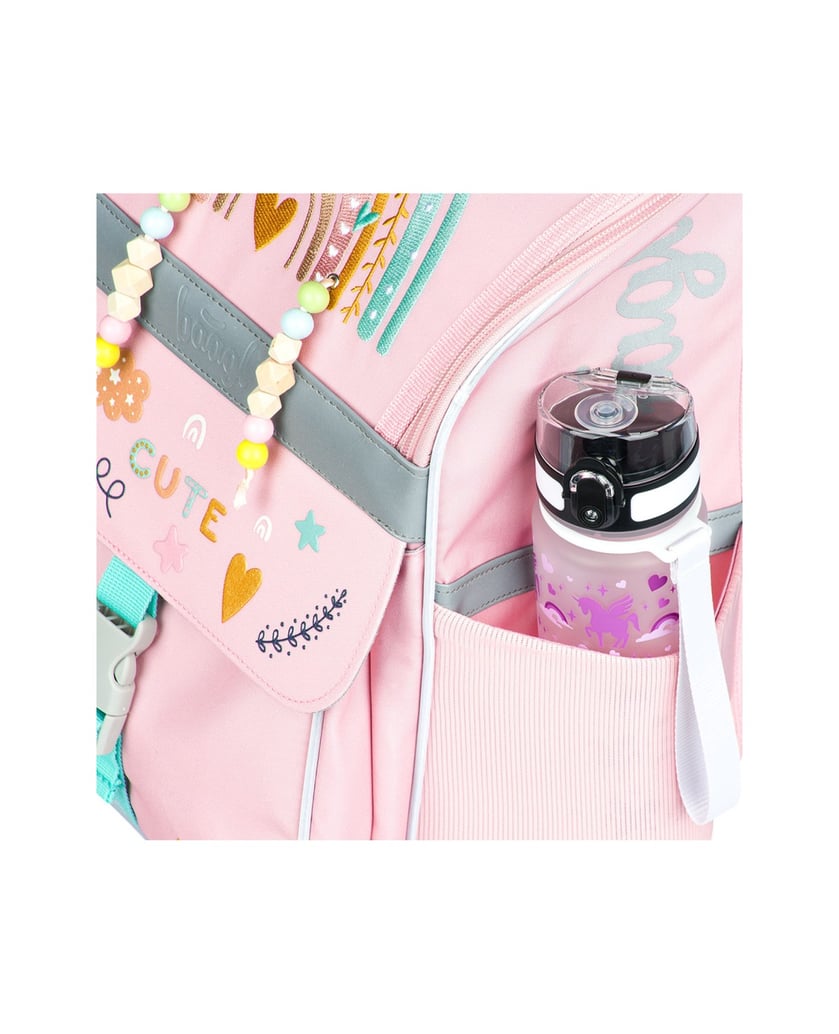 Baagl-Zippy-Regenbogen-Schulranzen-Set-3tlg-rosa