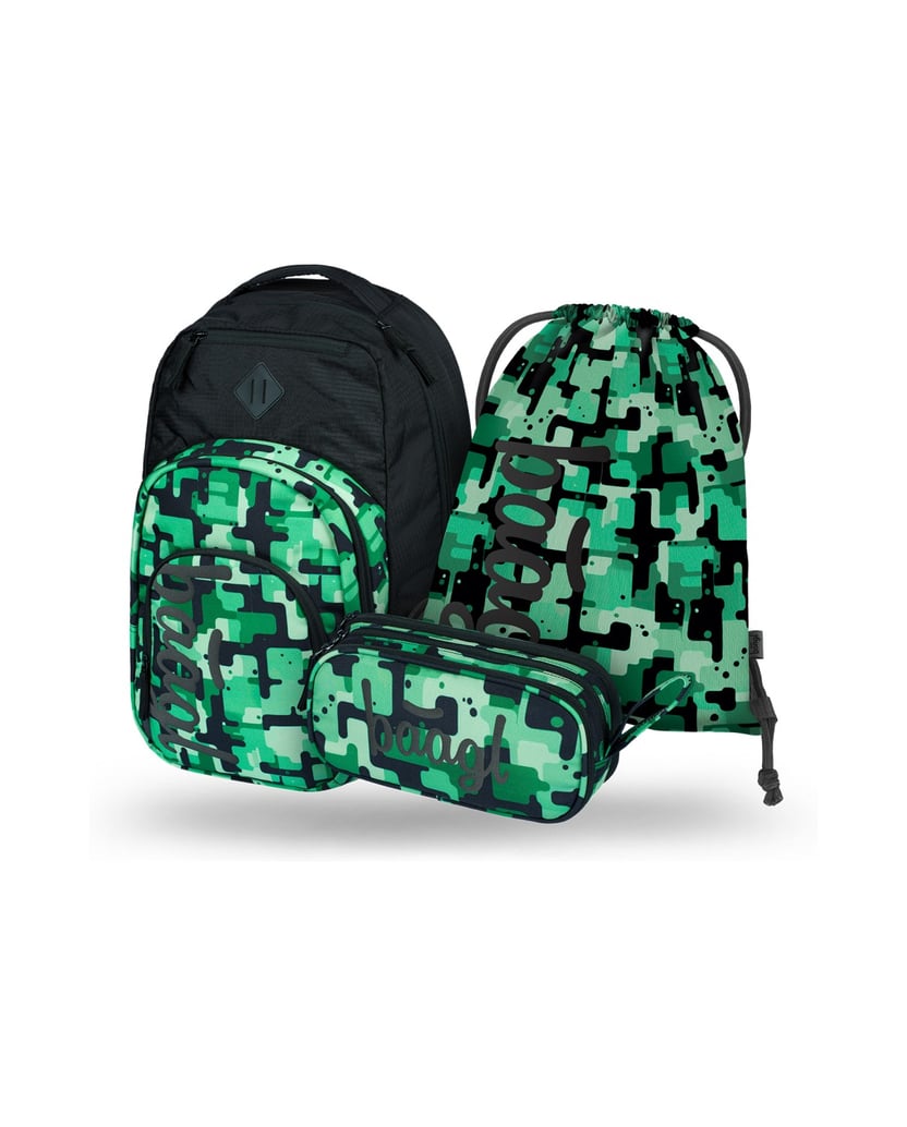 Baagl-Coolmate-Green-Rucksack-Set-3tlg-schwarz