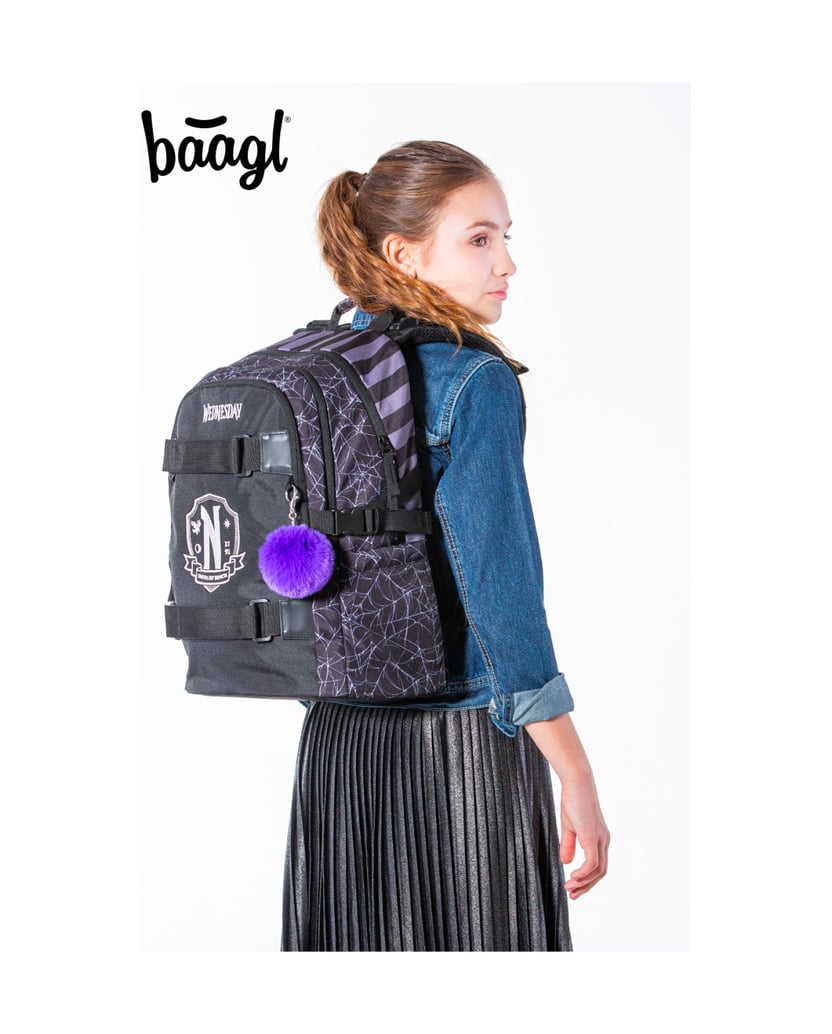 Baagl-Schulrucksack-Skate-Wednesday-Nevermore-schwarz