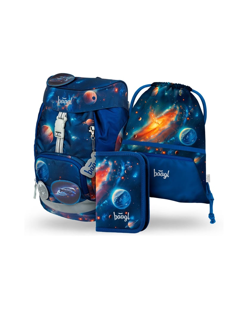Baagl-AIRY-Weltraum-Rucksack-Set-3tlg-blau