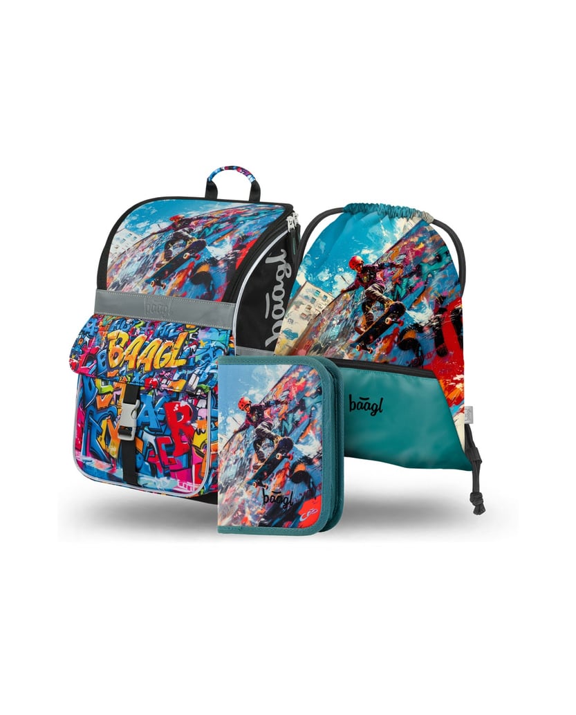 Baagl-Zippy-Skatepark-Schulranzen-Set-3tlg-blau