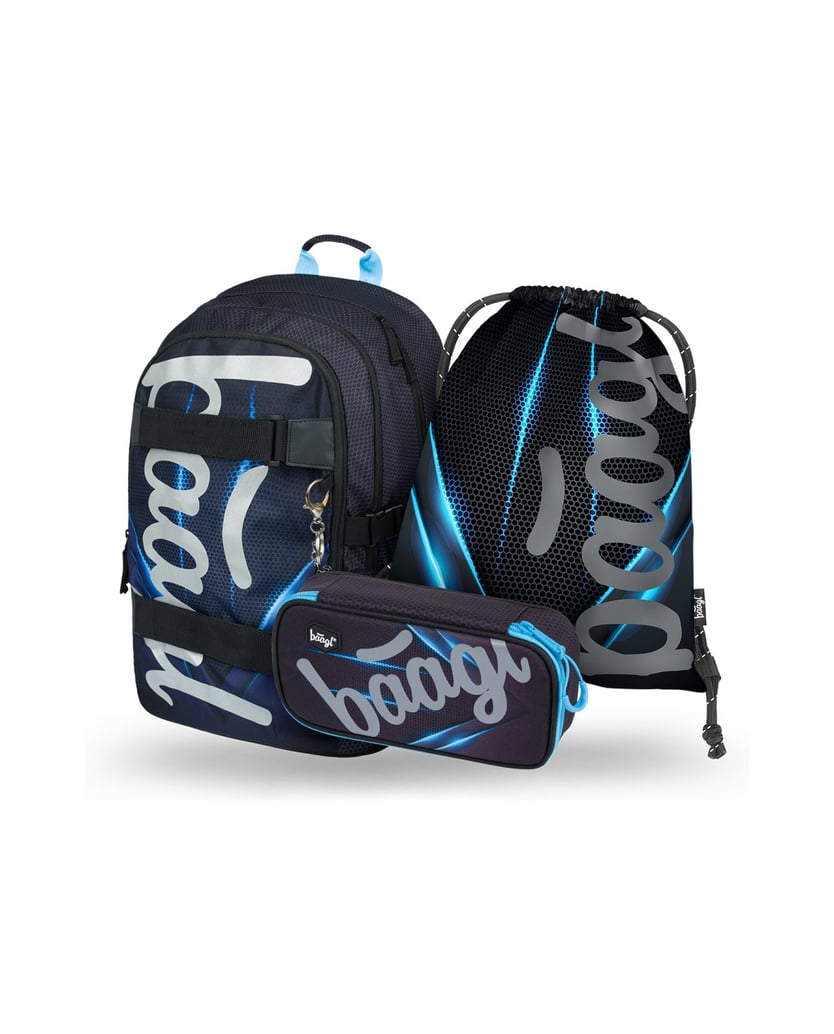 Baagl-Skate-Bluelight-Rucksack-Set-3tlg-schwarz