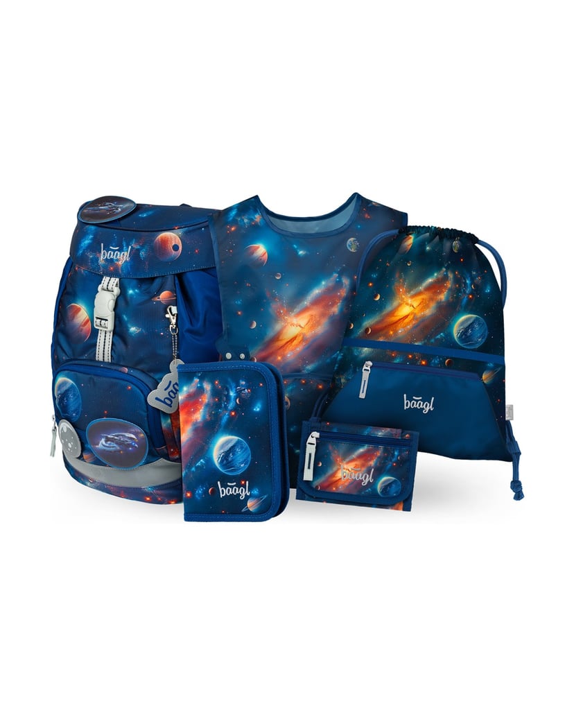 Baagl-AIRY-Weltraum-Rucksack-Set-5tlg-blau