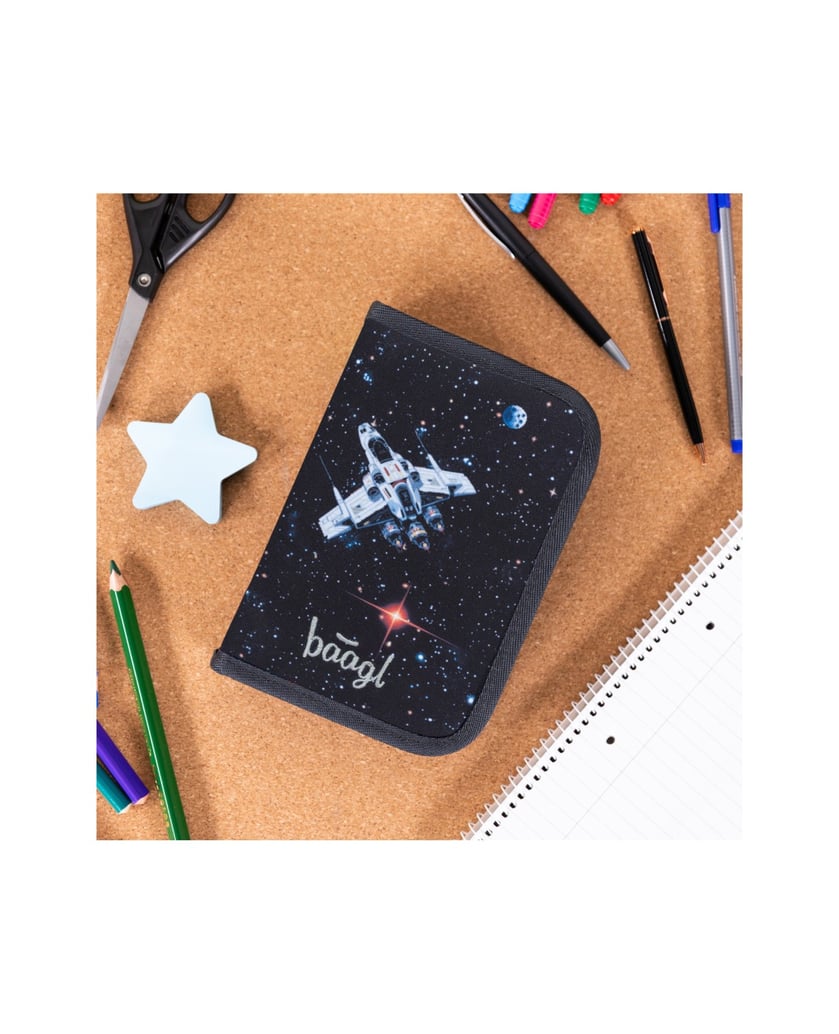Baagl-Fächermäppchen-1-Fach-Pixel-Space-schwarz