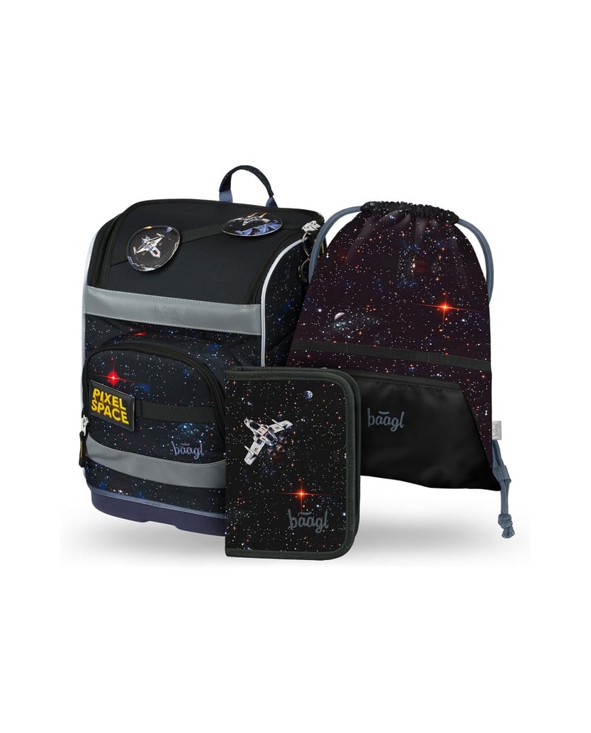 Baagl-Zippy-plus-Pixel-Schulranzen-Set-3tlg-schwarz
