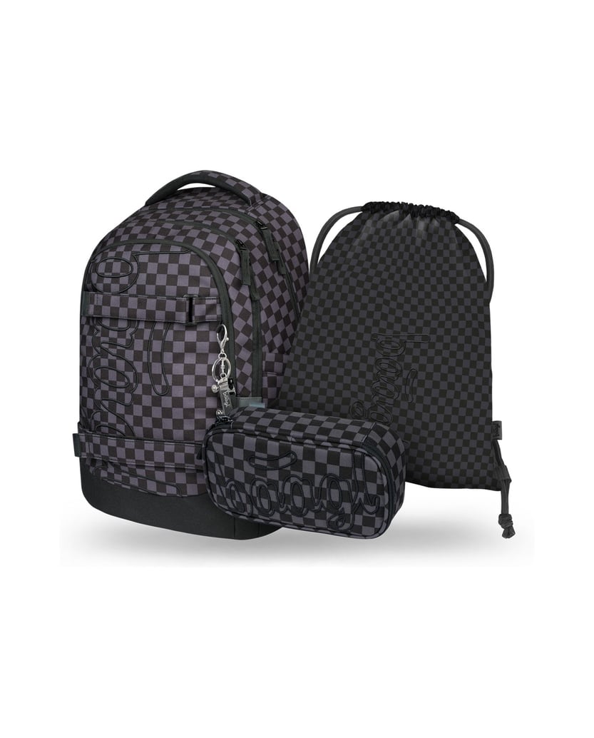 Baagl-Skate-max-SKA-grau-Rucksack-Set-3tlg-schwarz