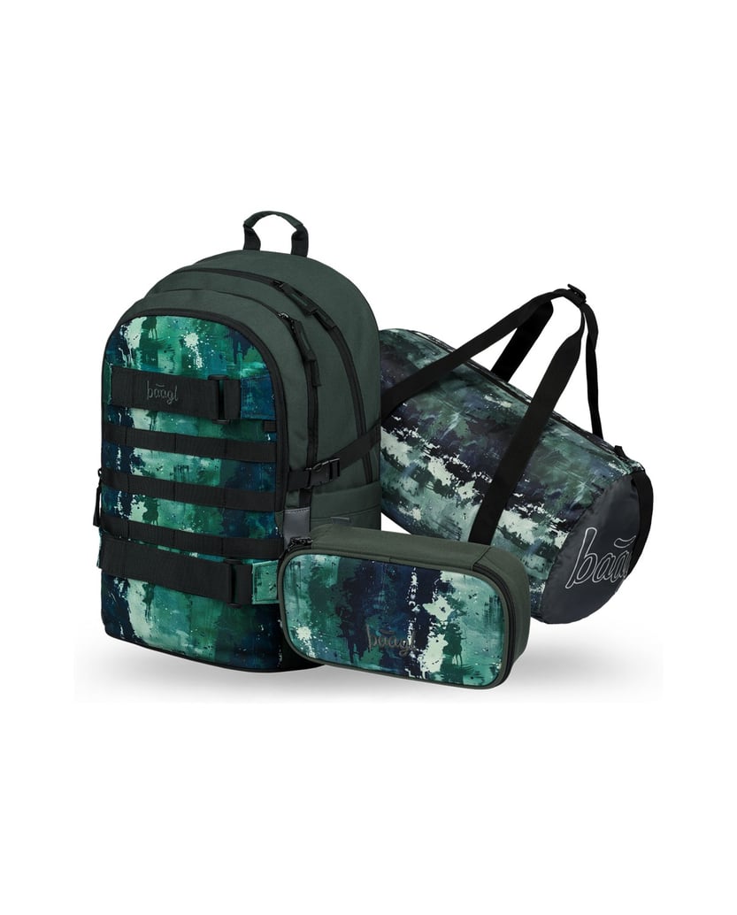 Baagl-Skate-Forest-Rucksack-Set-3tlg-grün