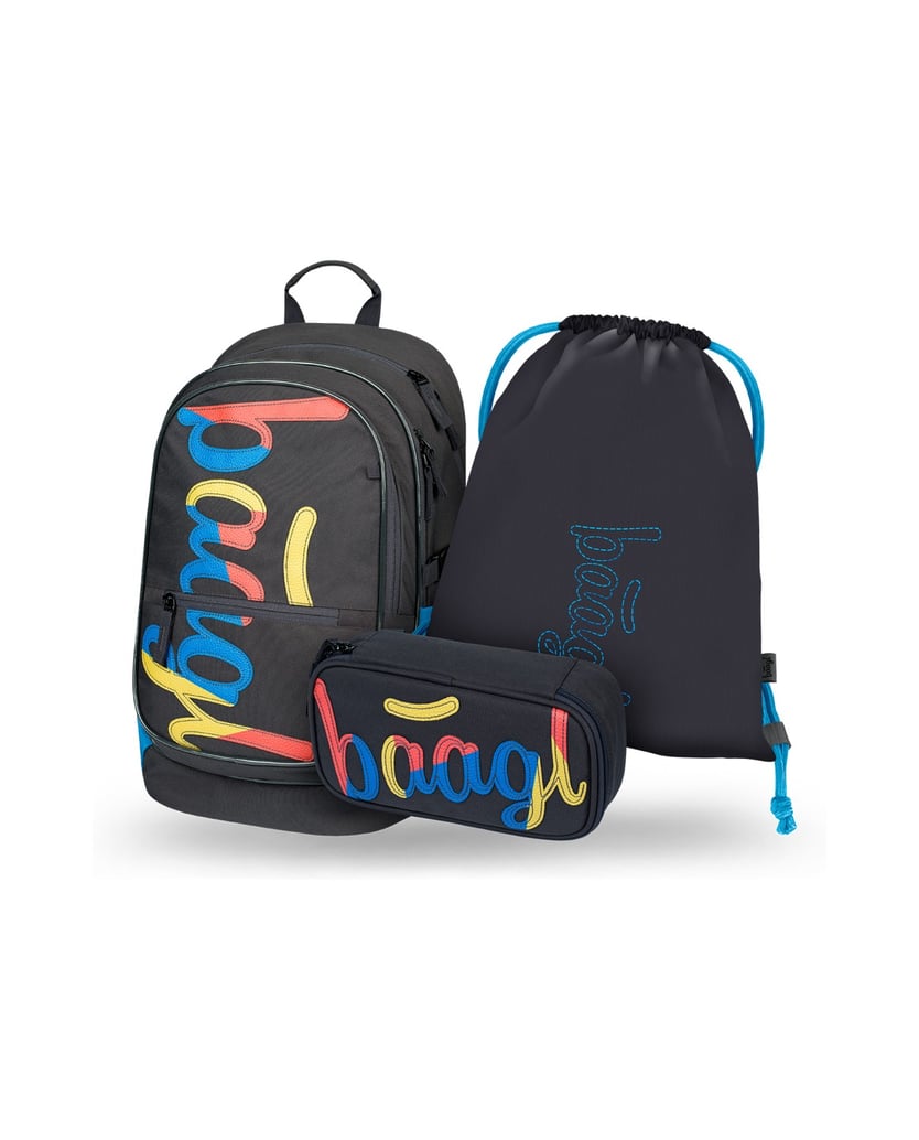 Baagl-Core-Logo-mix-Rucksack-Set-3tlg-schwarz