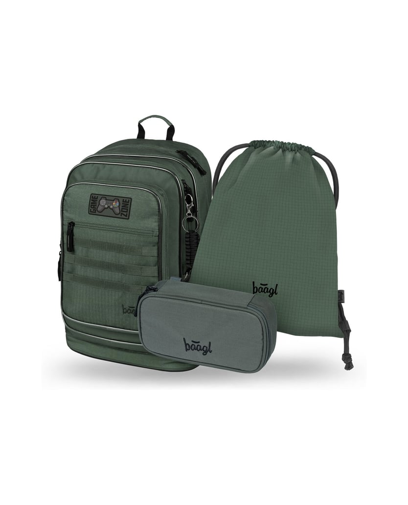 Baagl-Cubic-Grove-Rucksack-Set-3tlg-grün