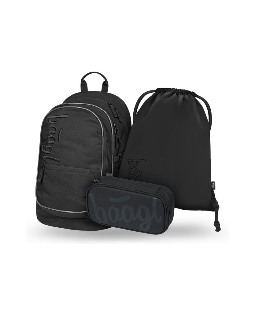 Baagl-Core-Uni-schwarz-Rucksack-Set-3tlg-schwarz