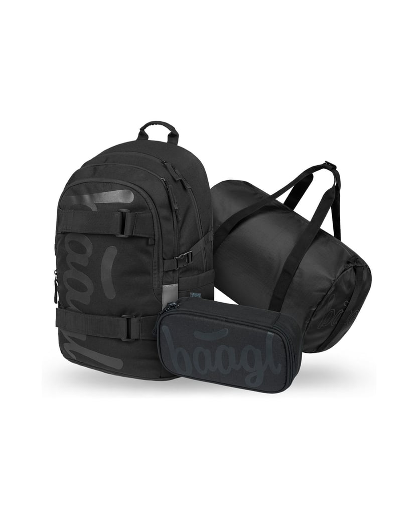 Baagl-Skate-Uni-schwarz-Rucksack-Set-3tlg-schwarz