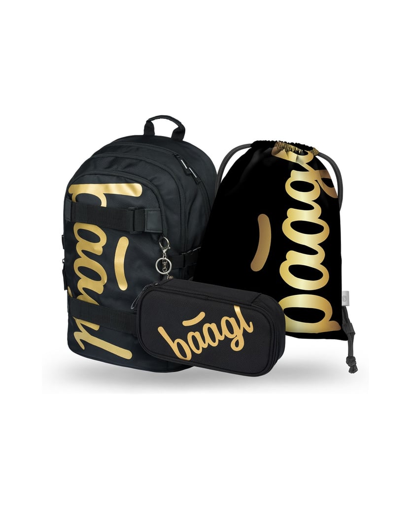 Baagl-Skate-Gold-Rucksack-Set-3tlg-schwarz