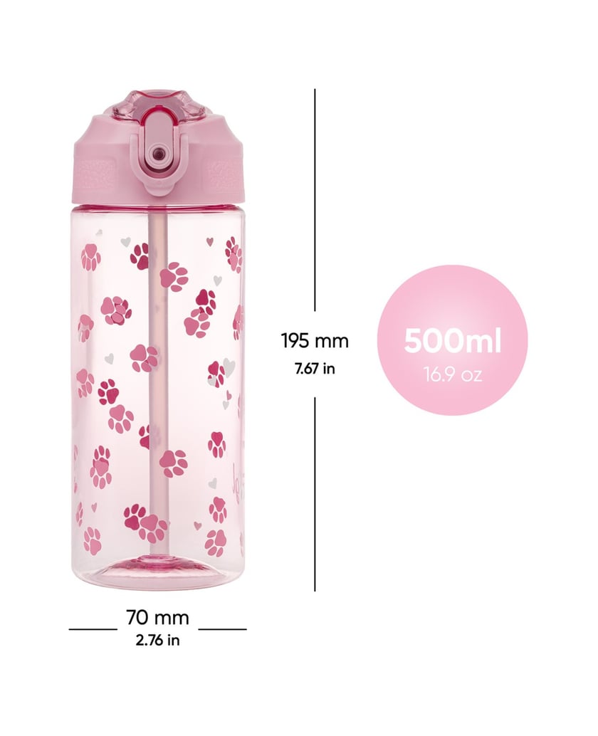 Baagl-Tritan-Trinkflasche-Pfötchen,-500-ml-rosa