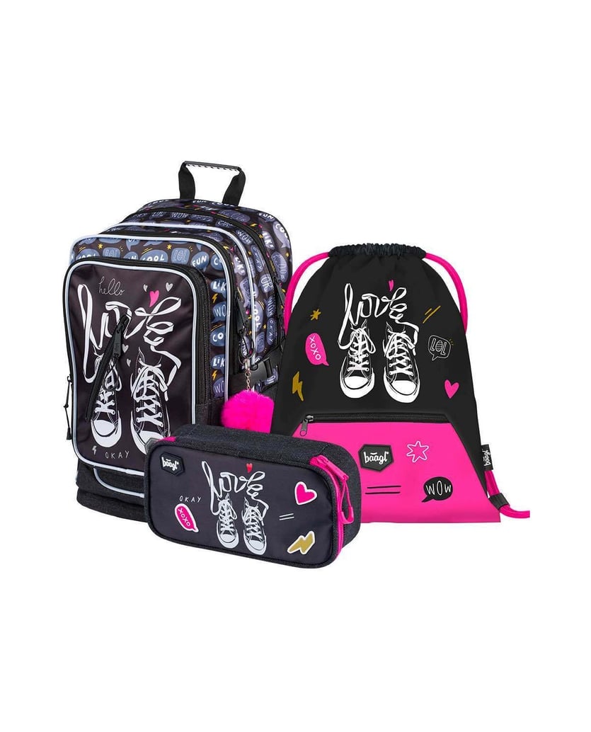 Baagl-Cubic-Sneakers-Rucksack-Set-3tlg-schwarz
