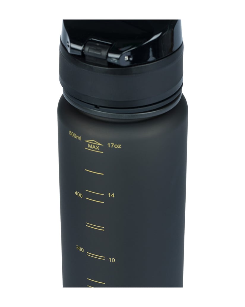 Baagl-Tritan-Trinkflasche-Logo-Gold,-500-ml-schwarz