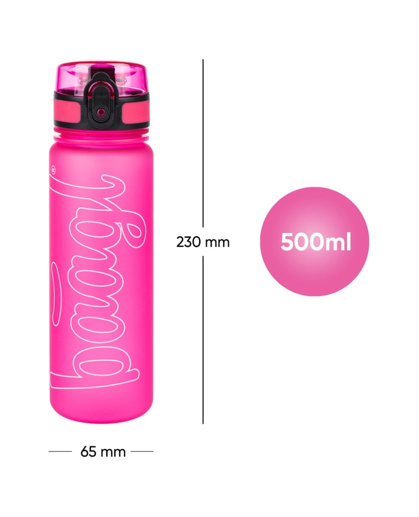 Baagl-Tritan-Trinkflasche-Logo-Rosa,-500-ml-rosa