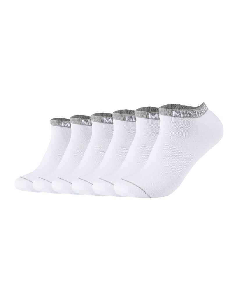 Mustang-Herren-Socken-6er-Pack-Casual-Organic-Cotton-Sneaker-6-Pack-weiss
