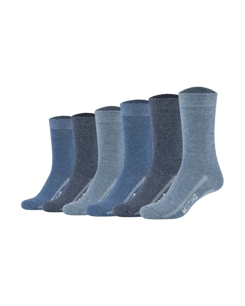 Mustang-Damen-Socken-6er-Pack-Casual-Cotton-Socks-6-Pack-blau-