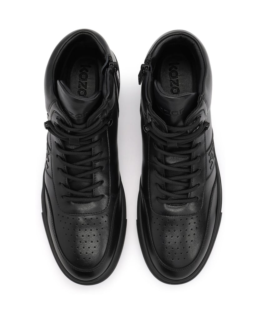 Kazar-High-Top-Sneakers-aus-Naturleder-schwarz