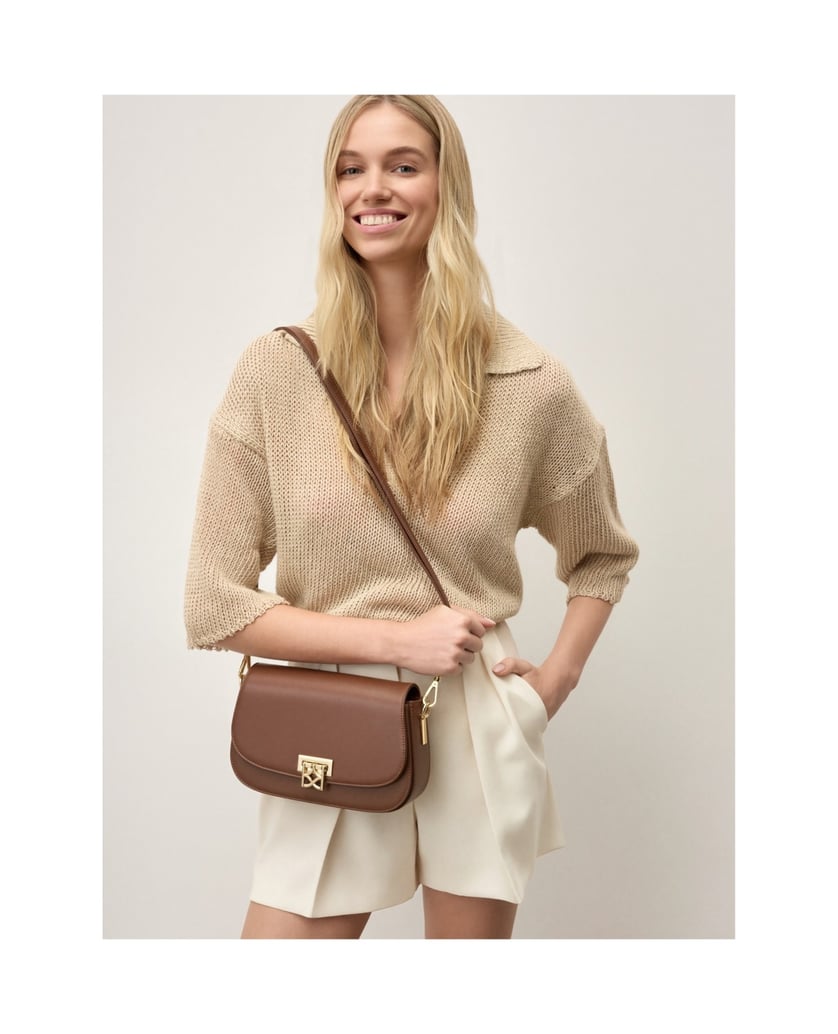 Kazar-Brown-handbag-with-hinged-clasp-hnědá