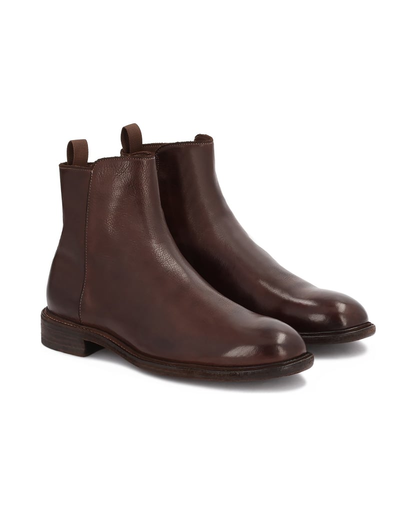 Kazar-Brown-zipped-boots-with-leather-sole-hnědá