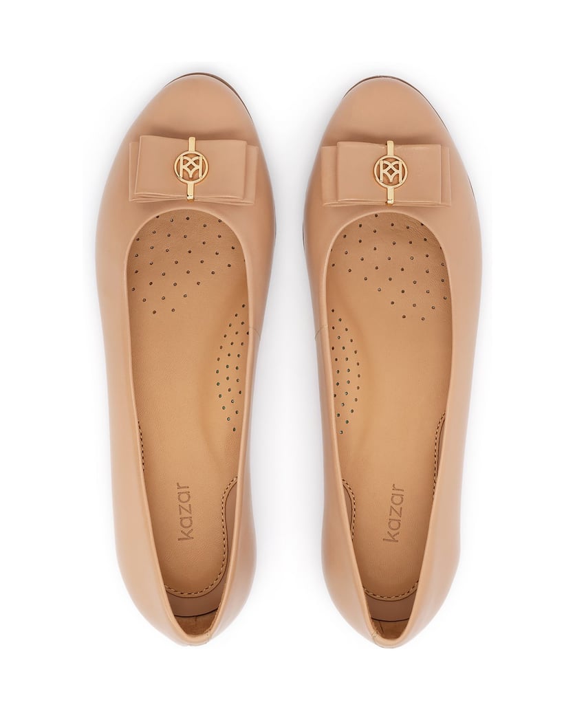 Kazar-Beige-leather-ballerinas-with-a-bow-béžová