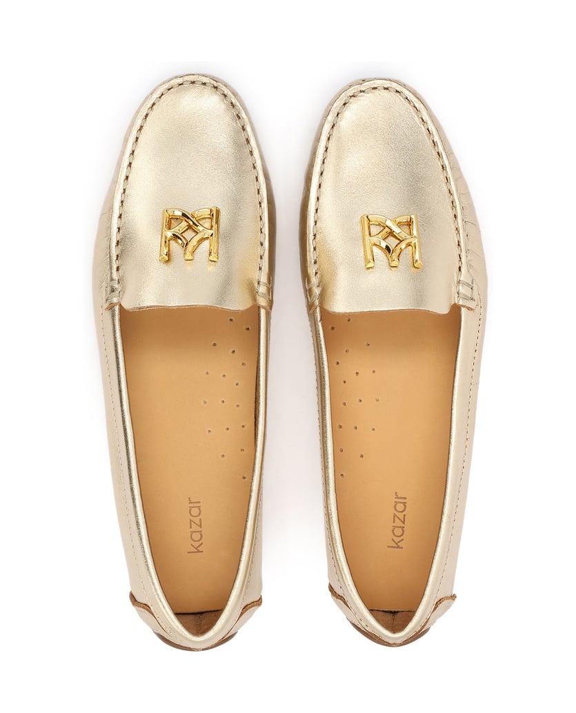 Kazar-Gold-monogrammed-leather-moccasins-zlatá