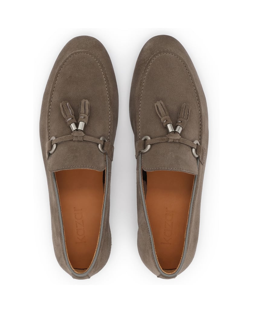 Kazar-Men's-suede-loafers-with-hooks-and-metal-details-tmavošedá