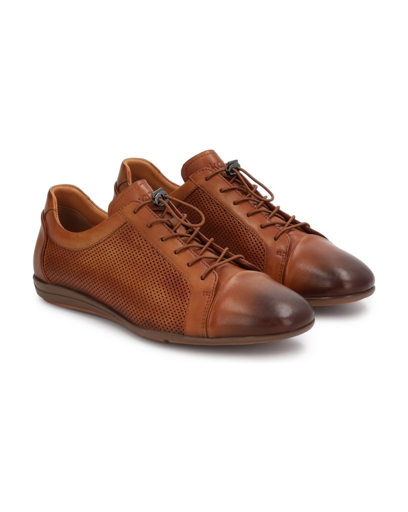 Kazar-Brown-leather-casual-shoes-with-perforated-upper-hnědá