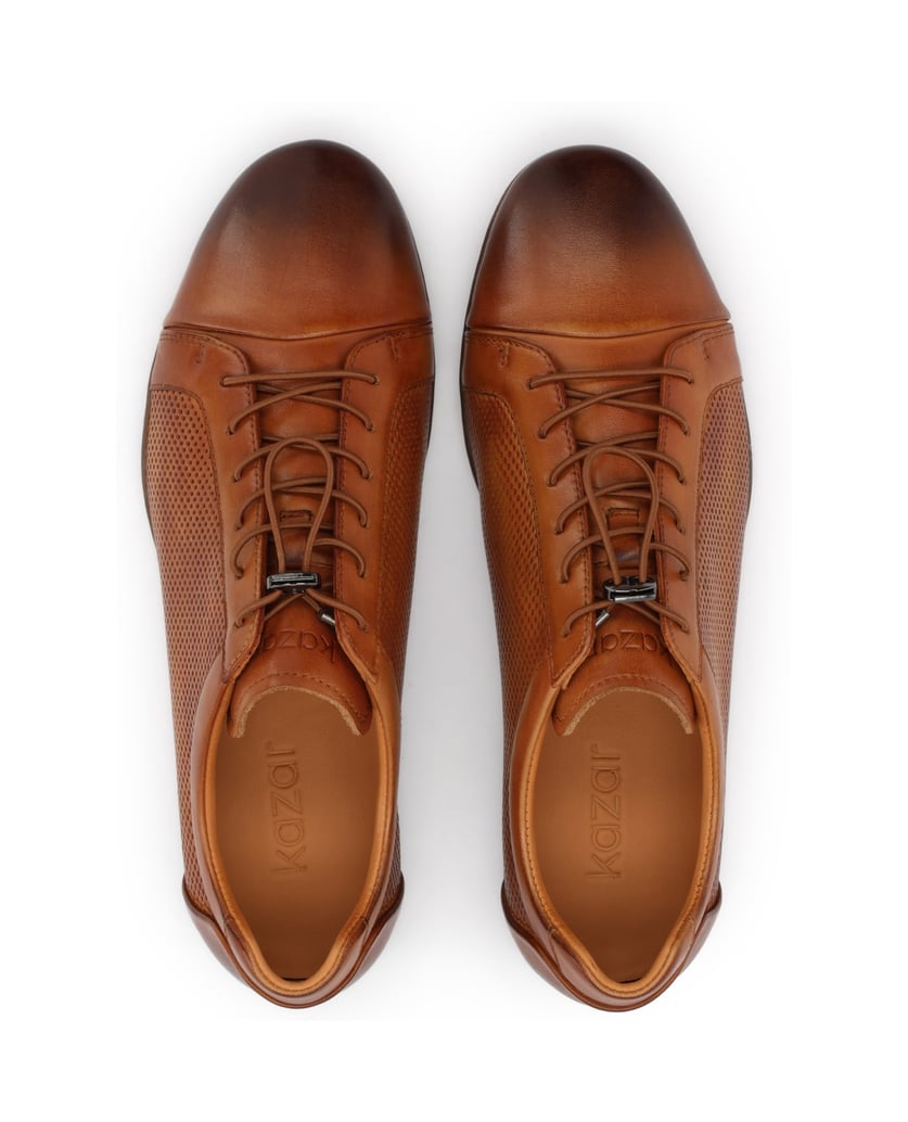 Kazar-Brown-leather-casual-shoes-with-perforated-upper-hnědá