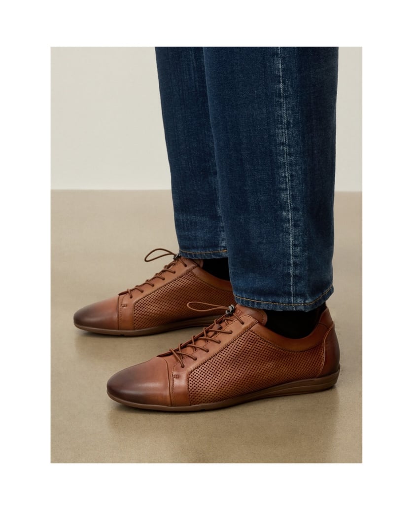 Kazar-Brown-leather-casual-shoes-with-perforated-upper-hnědá
