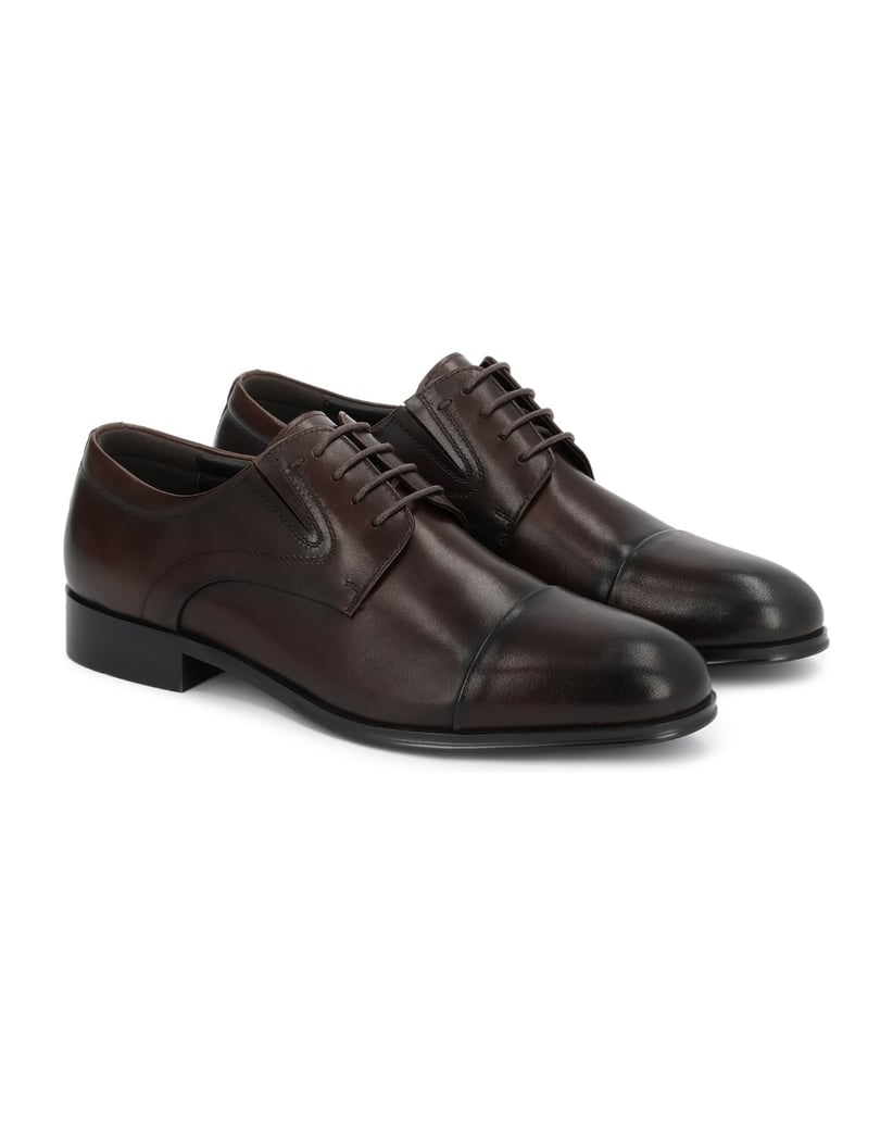 Kazar-Brown-leather-toe-cap-toe-derby-shoes-hnědá