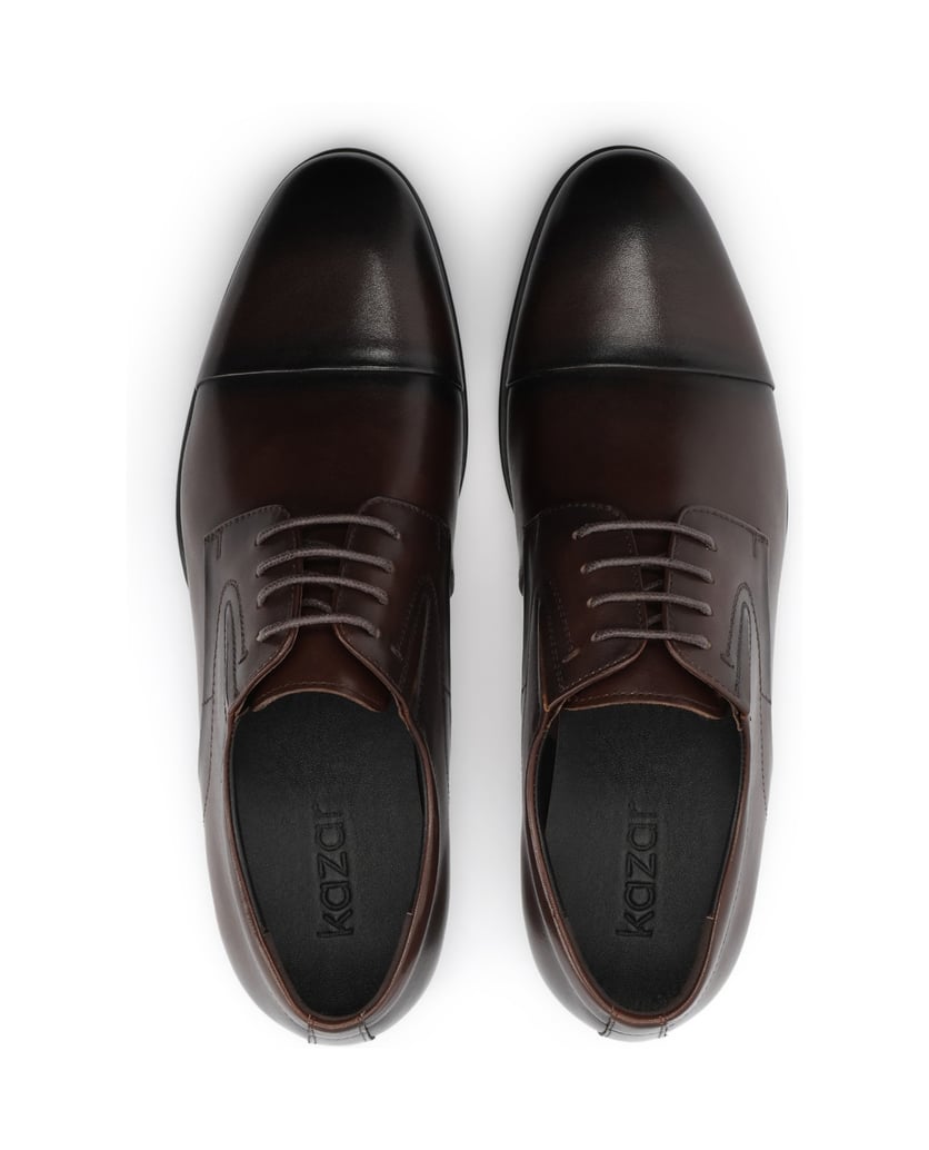 Kazar-Brown-leather-toe-cap-toe-derby-shoes-hnědá