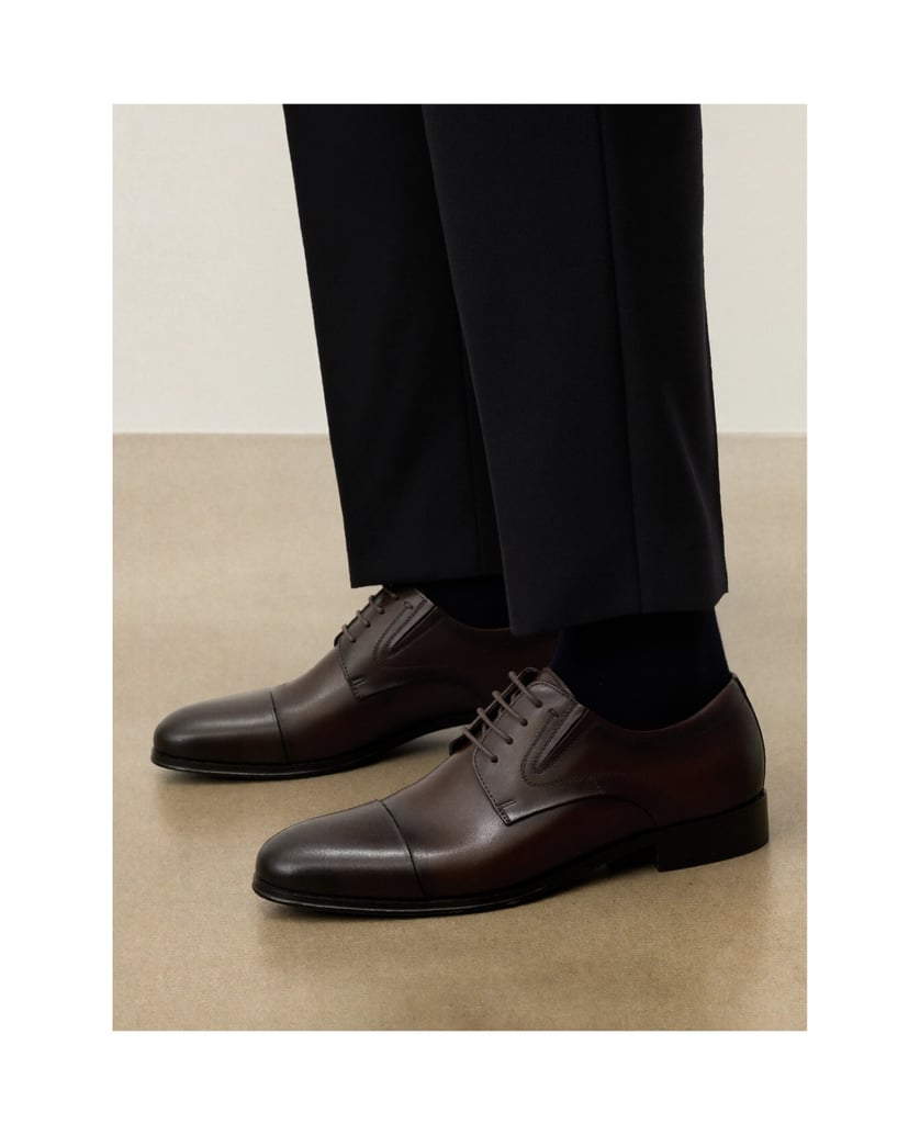 Kazar-Brown-leather-toe-cap-toe-derby-shoes-hnědá