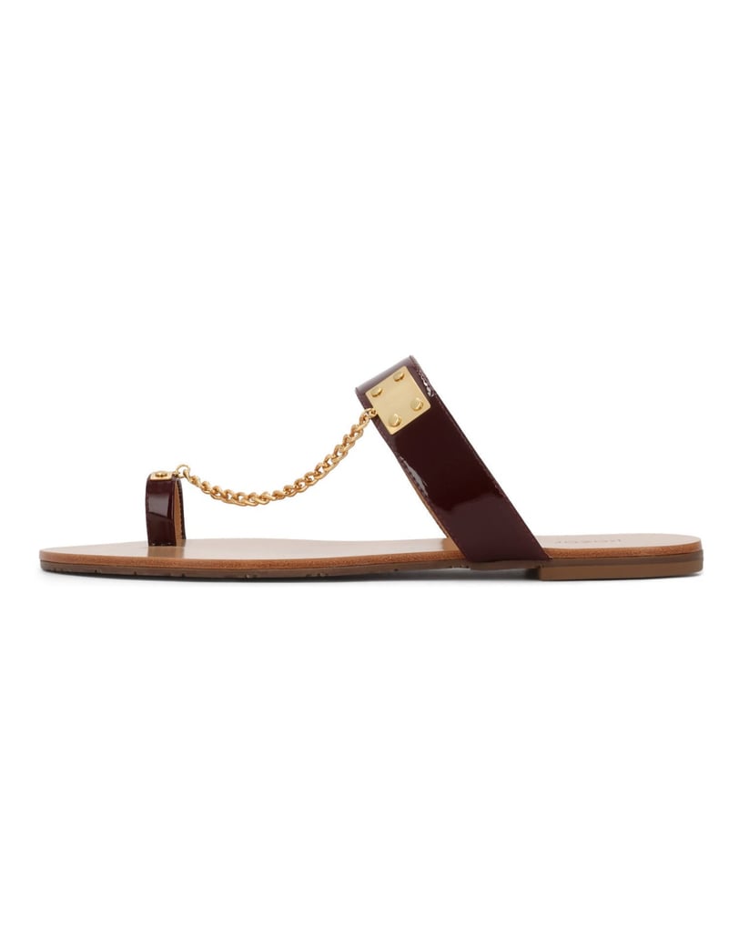 Kazar-Maroon-flat-slides-with-chain-červená